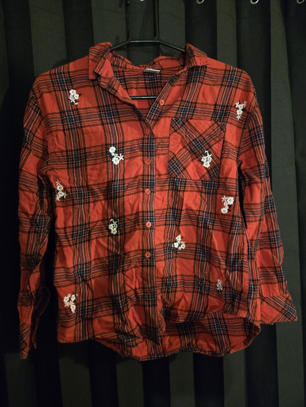 Plaid Shirt With Flowers